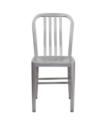 Santorini 18 Inch Galvanized Steel Indoor/Outdoor Dining Chair With Slatted Back And Powder Coated Finish