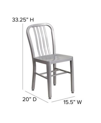 Santorini 18 Inch Galvanized Steel Indoor/Outdoor Dining Chair With Slatted Back And Powder Coated Finish