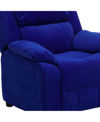 Deluxe Vinyl Padded Contemporary Kids Recliner With Storage Arms