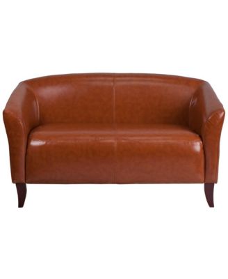 Leathersoft Reception/Living Room Loveseat With Cherry Wood Feet