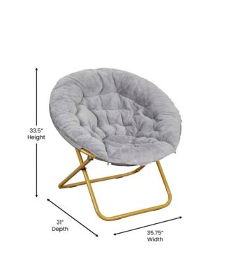 1 Count With Cozy Faux Fur Cushion And Metal Frame For Dorms, Bedrooms, Apartments And More - Ersa Oversize Folding Saucer Chair