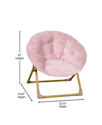Io Kid'S Folding Saucer Chair With Cozy Faux Fur Upholstery And Metal Frame For Playroom, Bedrooms, Nursery And More