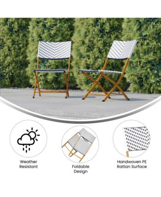 Ciel Set Of Two Folding Bistro Chairs In Pe Rattan With Metal Frames For Indoor And Outdoor Use