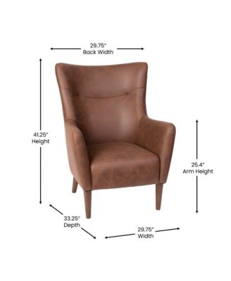 Regal Traditional Wingback Accent Chair, Upholstery And Wooden Frame And Legs