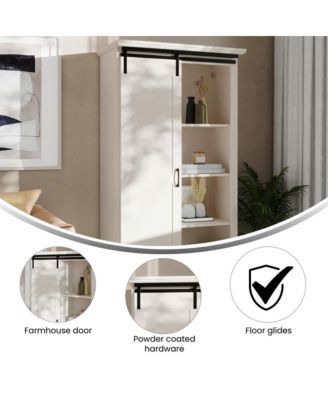 Finnoula Farmhouse Storage Cabinet, Semi-Open Storage With Sliding Barn Door