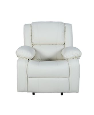 Single Piece  Upholstered Fabric or Faux Leather Bustle Back & Padded Arms Recliner Chair