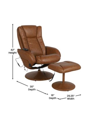 Massaging Multi-Position Plush Recliner Chair With Side Pocket And Ottoman