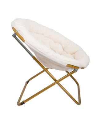 1 Count With Cozy Faux Fur Cushion And Metal Frame For Dorms, Bedrooms, Apartments And More - Ersa Oversize Folding Saucer Chair