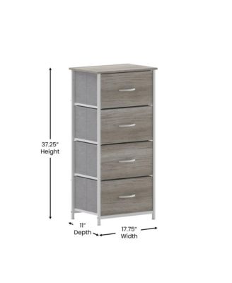 Marley 4 Drawer Storage Dresser With Cast Iron Frame, Wood Top And Easy Pull Engineered Wood Drawers With Wooden Handles