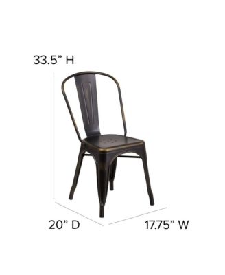 Banks Indoor/Outdoor Stacking Metal Dining Chair With Single Slat Back And Distressed Powder Coated Finish