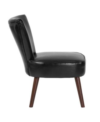 Santino Mid-Back Retro Accent Side Chair With Flared Wooden Legs