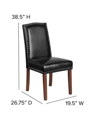 Hollowell Parsons Chair Plush Dining Chair With Accent Nail Trim And Wooden Legs