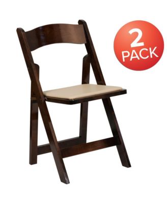 2 Pack Wedding Party Event Wood Folding Chair With Vinyl Padded Seat