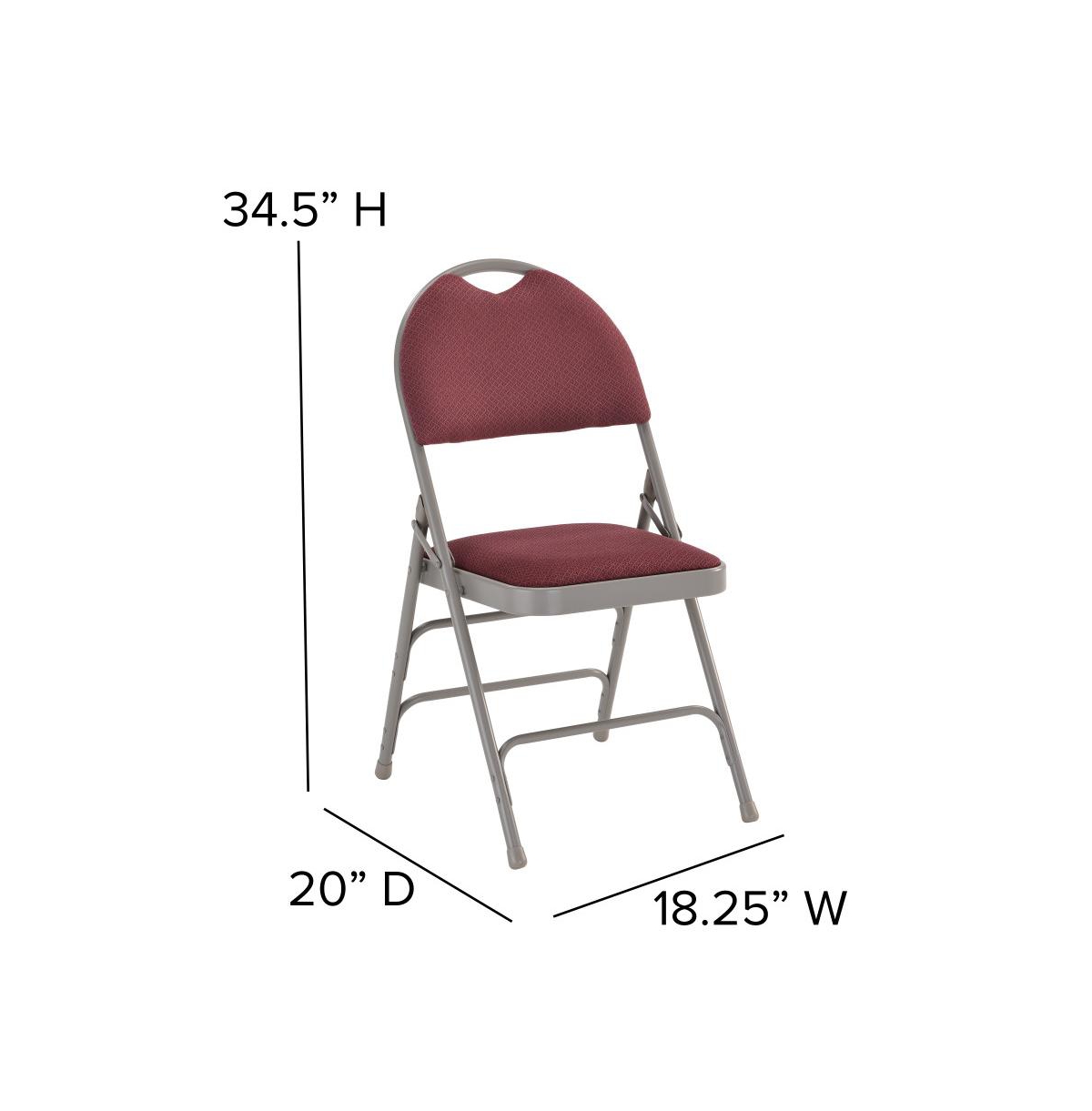 Emma+Oliver 2 Pack Home & Office Easy-Carry Party Events Padded Folding Chair -gray frame
