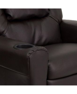 Contemporary Kids Single Wood Cup Holder, Headrest  Recliner Chair