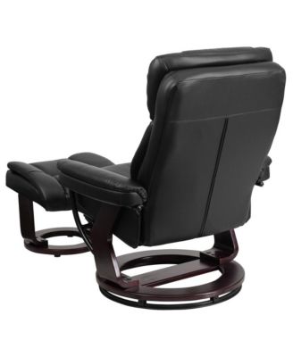 Multi-Position Recliner Chair & Curved Ottoman with Swivel Wood Base