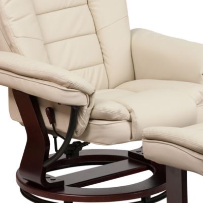 EMMA + OLIVER 2 Pc  LeatherSoft Multi-Position Recliner,   Mahogany Wood Frame  Recliner Set