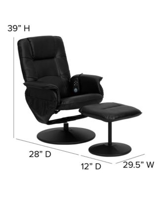 Massaging Multi-Position Recliner With Deep Side Pockets And Ottoman With Wrapped Base