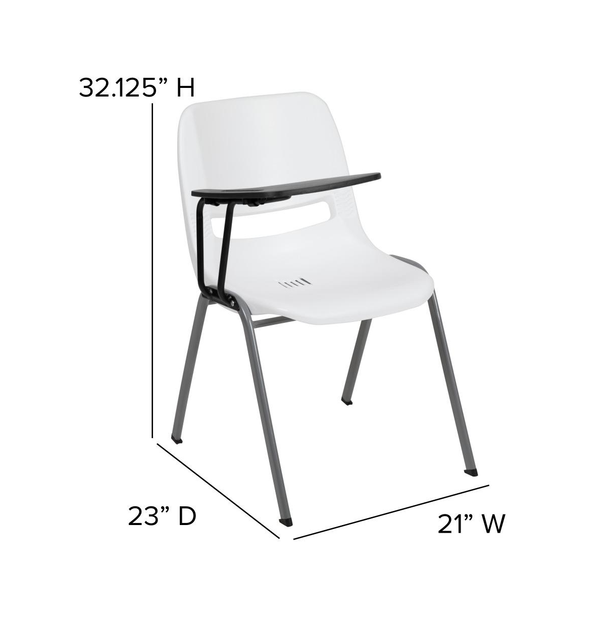 Emma+Oliver Ergonomic Shell Chair With Right Handed Flip-Up Tablet - Tablet Arm Desk