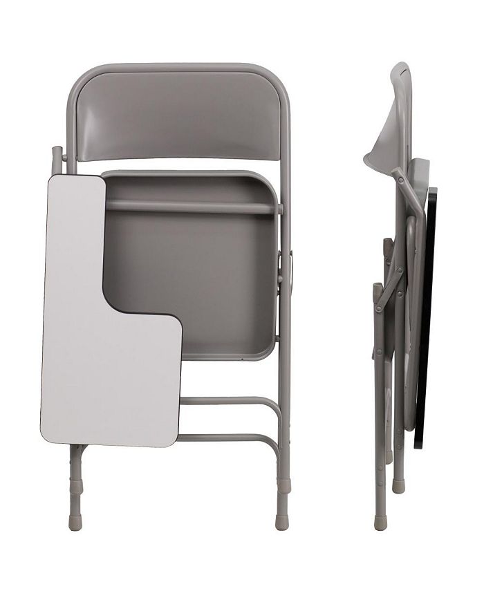 EMMA+OLIVER Premium Steel Folding Chair With Right Handed Tablet Arm