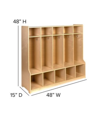 Wood School Coat Locker With Bench, Cubbies And Storage Organizer Hook
