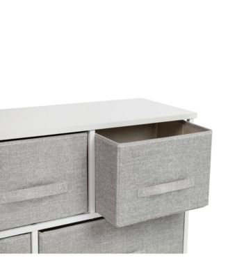 5 Drawer Storage Chest With Wood Top & Dark Fabric Pull Drawers