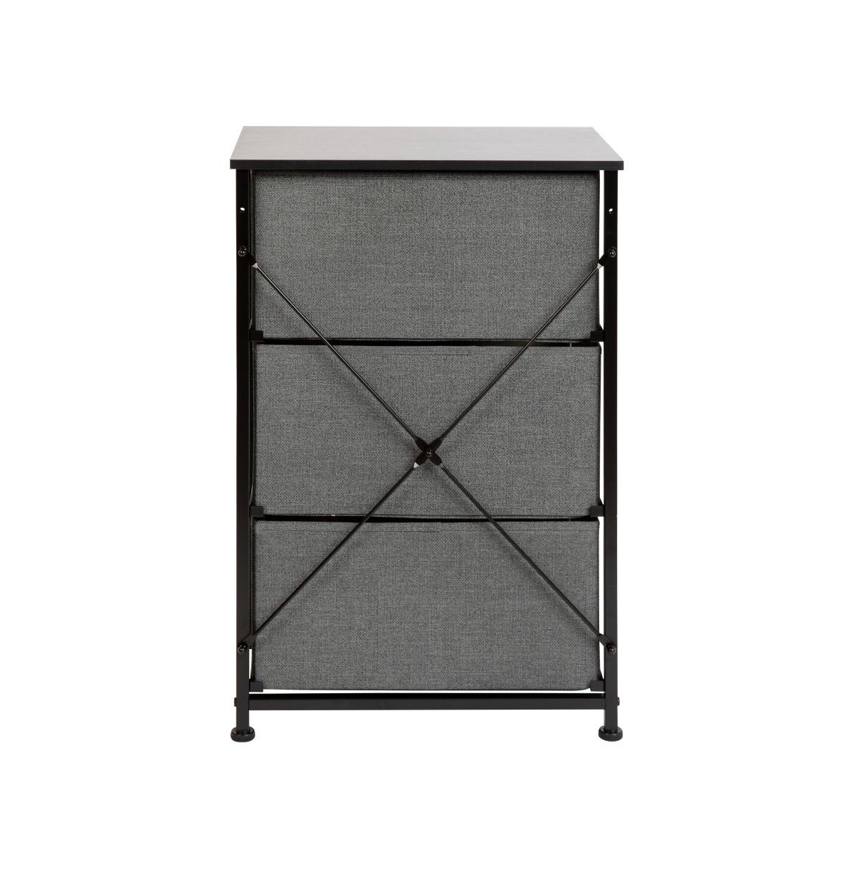 Emma+Oliver 3 Drawer Vertical Storage Dresser With Wood Top & Fabric Pull Drawers -gray