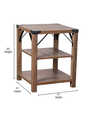 Green River Modern Farmhouse Engineered Wood End Table With Two Tiered Shelving And Powder Coated Steel Accents