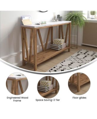 Erikson Modern Farmhouse Engineered Wood Sofa Table With Wood Bracing And Lower Shelf