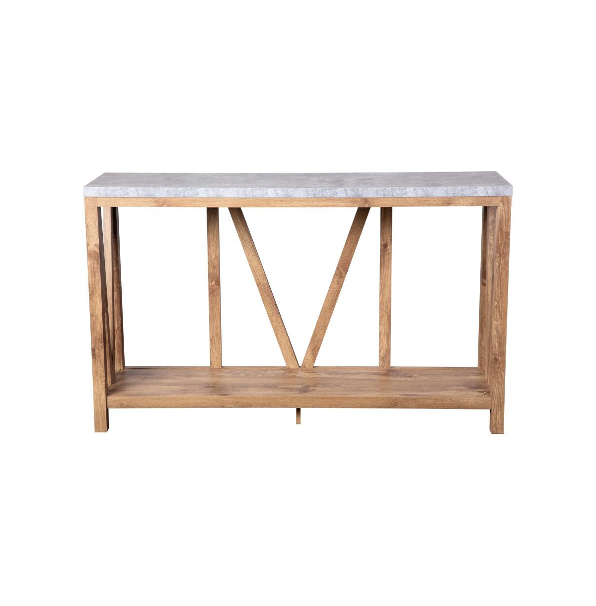 Merrick Lane Erikson Modern Farmhouse Engineered Wood Sofa Table With Wood Bracing And Lower Shelf -concrete