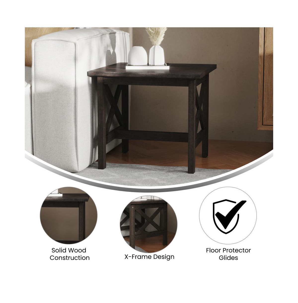 Matty Rustic End Table, Farmhouse Style Solid Wood Accent Table