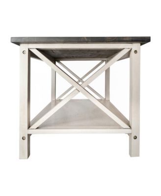 Matty Rustic Coffee Table With Lower Shelf, Farmhouse Style Solid Wood Accent Table