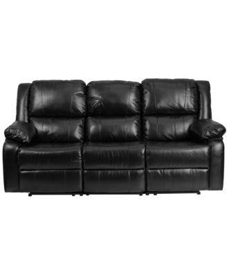 Bustle Back Leathersoft Sofa With Two Built-In Recliners