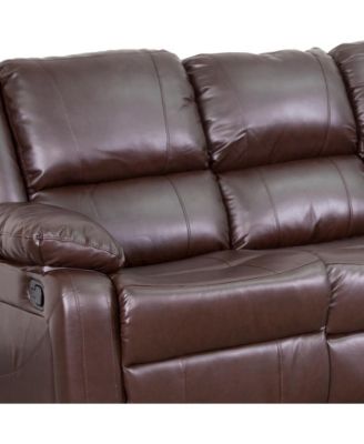 Bustle Back Leathersoft Sofa With Two Built-In Recliners