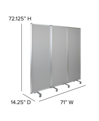 Mobile Whiteboard/Cloth 3 Section Partition With Locking Casters, 72"H X 24"W