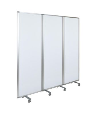 Mobile Magnetic Whiteboard 3 Section Partition With Locking Casters, 72"H X 24"W