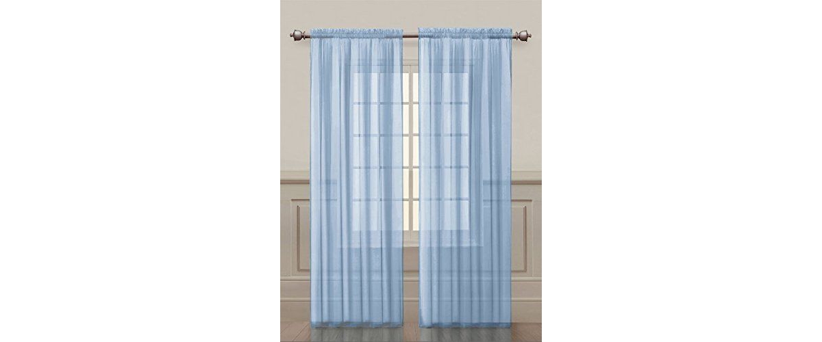 GoodGram Home 2 Pack Ultra Luxurious Semi Sheer Voile Curtains -- Baby blue