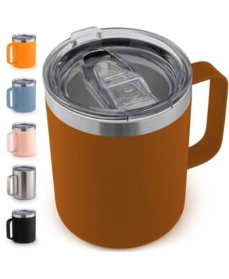 12 oz Insulated Coffee Mug with Lid - Stainless Steel Camping Mug Tumbler with Handle