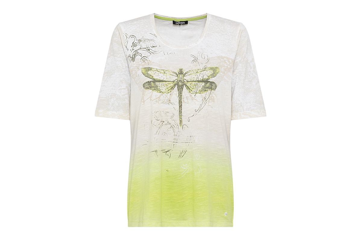 Women's 100% Cotton Embellished Placement Print T-Shirt - Light lime