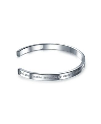 Inspirational Message Quotable Religious Mantra Stackable Serenity Prayer Cuff Bracelet Stainless Steel