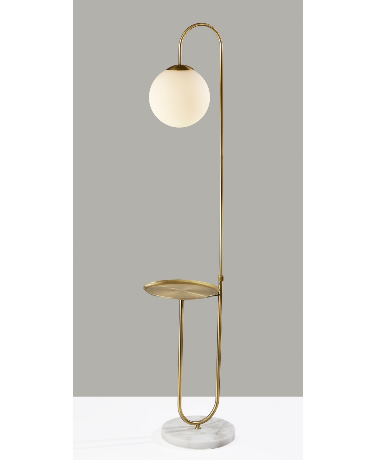 Adesso 61.25" Terra Shelf Floor Lamp In Antique-like Brass