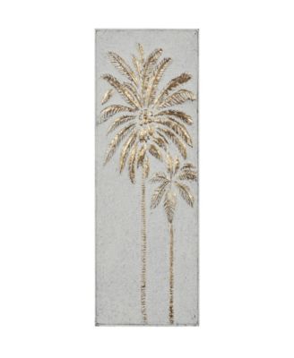Rosemary Lane - Gold Metal Relief Palm Tree Wall Decor with Gold Detailing 14" x 1" x 33"