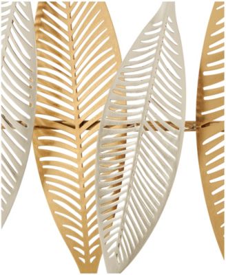Gold Metal Leaf Metallic Wall Decor with Silver Accents, 2" x 32" x 13"