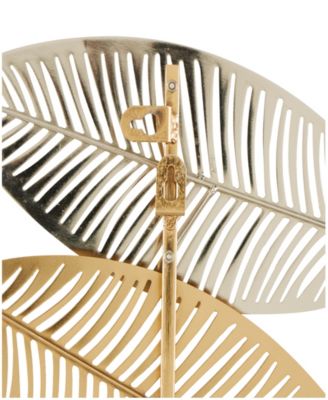 Gold Metal Leaf Metallic Wall Decor with Silver Accents, 2" x 32" x 13"