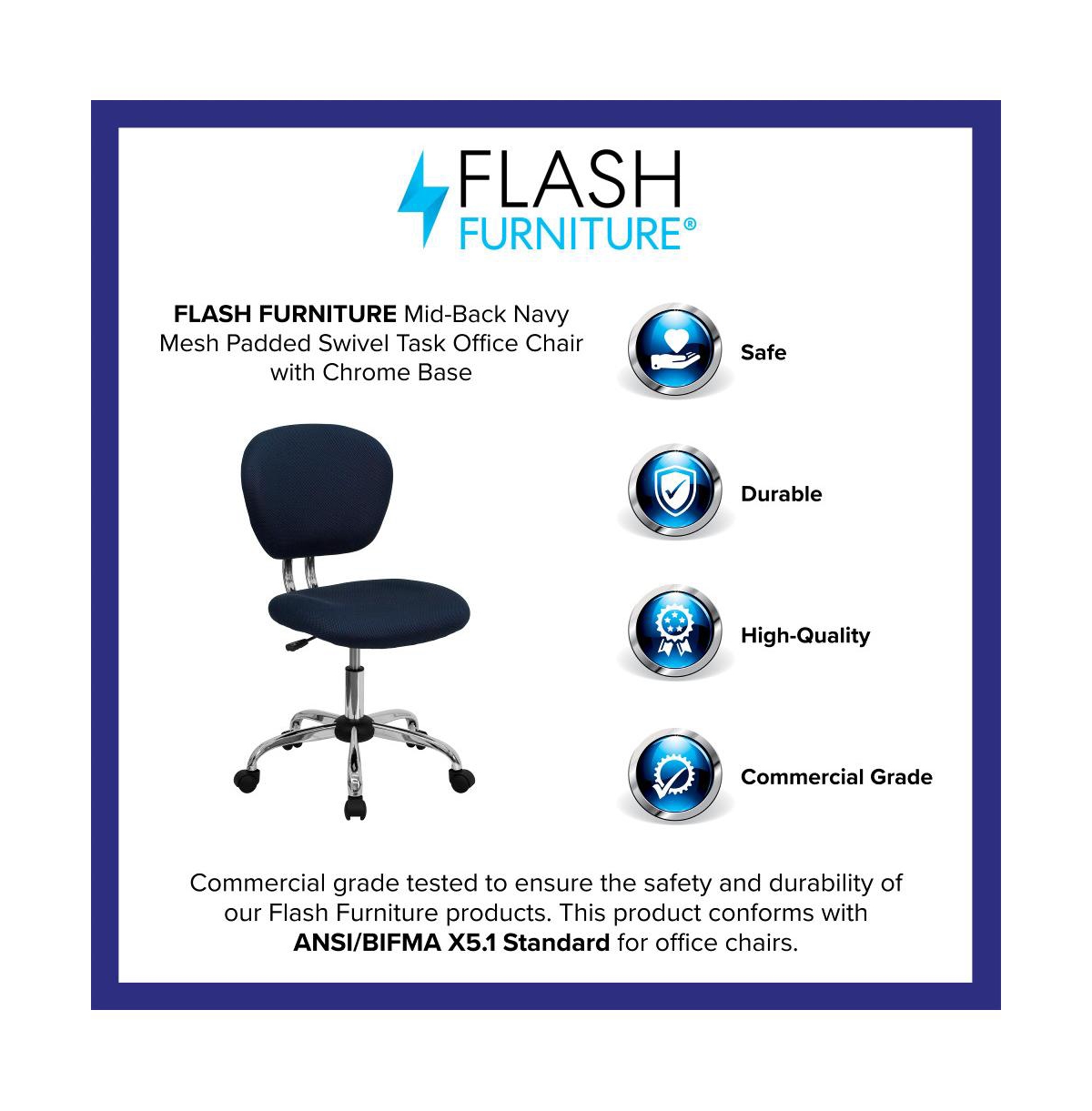 Emma+Oliver Mid-Back Mesh Padded Swivel Task Office Chair With Chrome Base