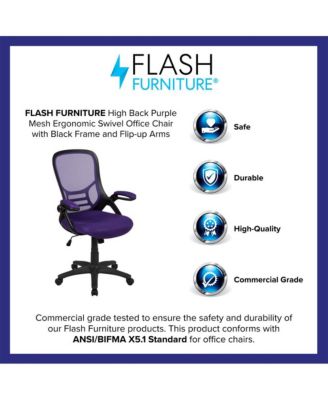 High Back Mesh Ergonomic Office Chair With Flip-Up Arms