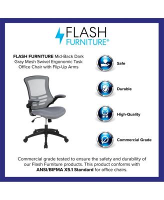 Mid-Back Mesh Swivel Ergonomic Task Office Chair With Flip-Up Arms