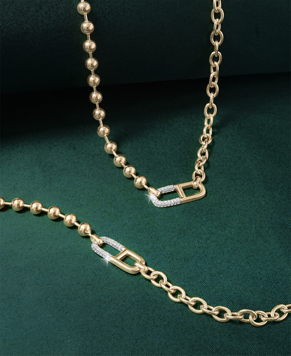 Audrey By Aurate Diamond Horizontal Link Two-chain 18" Pendant Necklace (1/5 Ct. T.w.) In Gold Vermeil, Created For M In Gold Vermeil