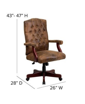 Office Chair, High Back, Tufted, Height Adjustable, 360° Swivel, Upholstered, Home Office Furniture