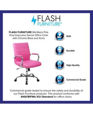 Mid-Back Vinyl Executive Swivel Office Chair With Chrome Base And Arms